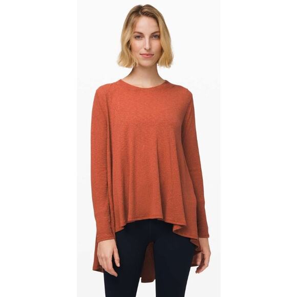 Lululemon Dare to Drape Long Sleeve Tunic Top Rustic Clay Orange Womens Large - Picture 1 of 6